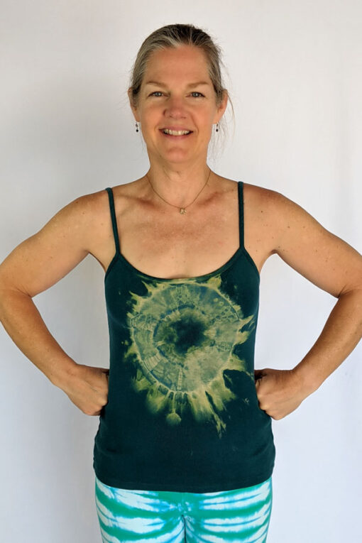 Organic Cotton Aura Burst Cami with Adjustable Straps- Jade by Blue Lotus Yogawear