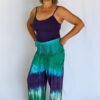 Organic Cotton Smocked Waistband Harem Pant-Turq Purple Tie Dye Outfit by Blue Lotus Yogawear