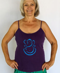 Organic Cotton Ganesha Cami with Adjustable Straps- Purple by Blue Lotus Yogawear