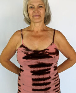 Organic Cotton Tie Dye Cami with Adjustable Straps- Coral/Brn by Blue Lotus Yogawear