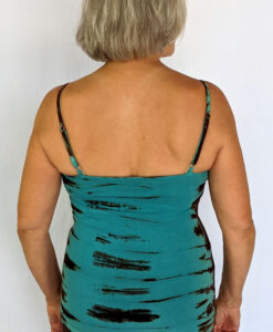 Organic Cotton Tie Dye Cami with Adjustable Straps- Jade/Brn back