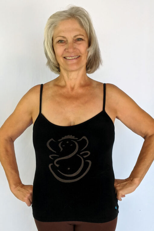 Organic Cotton Ganesha Cami with Adjustable Straps- Black by Blue Lotus Yogawear