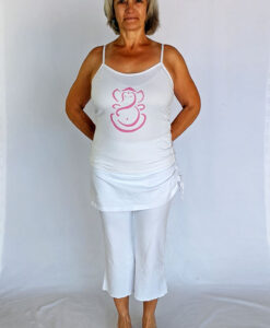Organic Cotton Ganesha Cami with Adjustable Straps- Kundalini White Outfit by Blue Lotus Yogawear