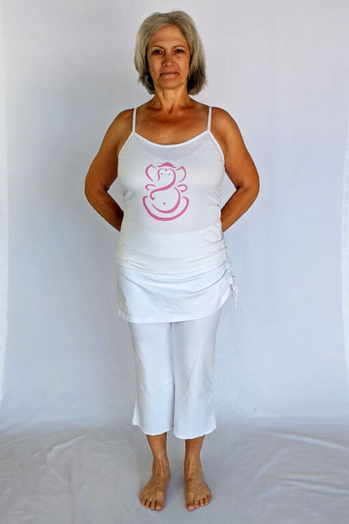 Organic Cotton Ganesha Cami with Adjustable Straps- Kundalini White Outfit by Blue Lotus Yogawear