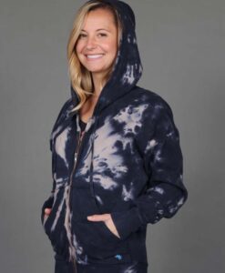 Tie Dye Zip Front Fleece Hoodie - Clay/Black by Blue Lotus Yogawear