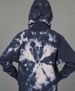 Tie Dye Zip Front Fleece Hoodie - Clay/Black Back by Blue Lotus Yogawear